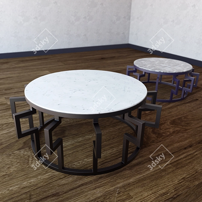 Title: Minimalist Coffee Table Set 3D model image 2