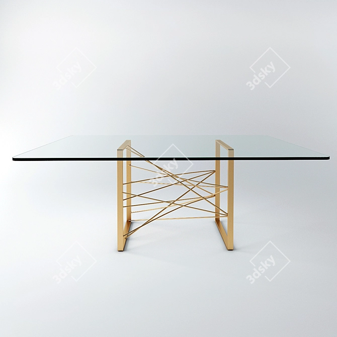 Bronze Cast Glass Dining Table 3D model image 2