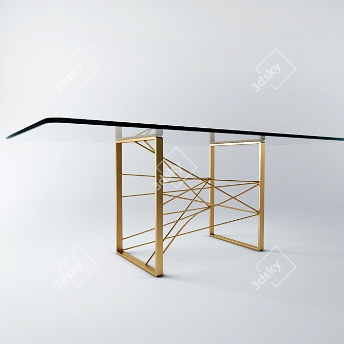 Bronze Cast Glass Dining Table 3D model image 3