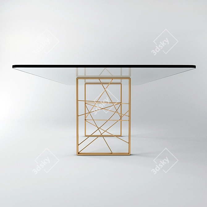 Bronze Cast Glass Dining Table 3D model image 1