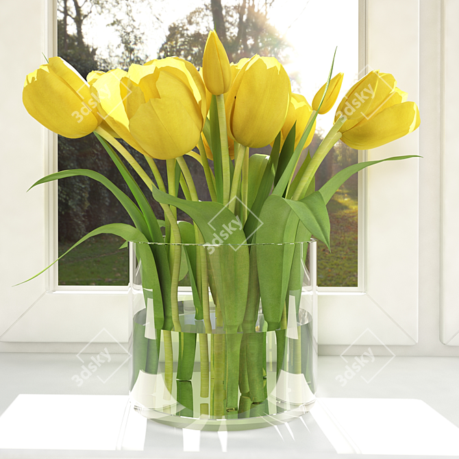 Colorful Tulip Bouquet: 3 Variants 3D model image 2