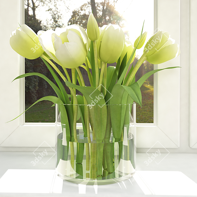 Colorful Tulip Bouquet: 3 Variants 3D model image 3