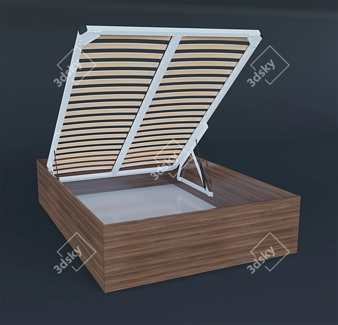 Sleek Steel Bed Frame 3D model image 2