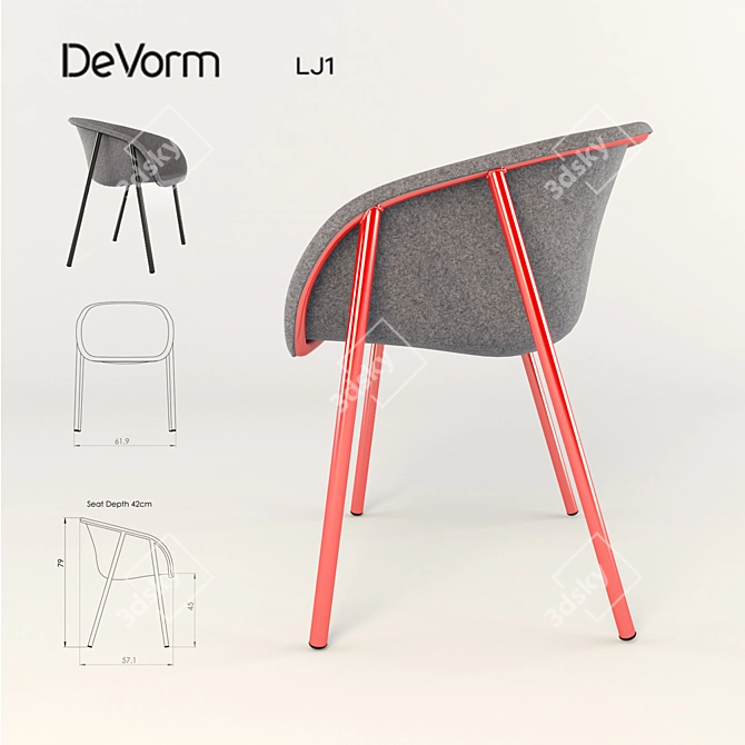 Eco PET Seat: De Vorm LJ 1 3D model image 1