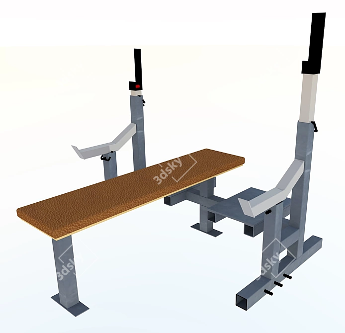 Competition Bench with Safety Supports & Adjustable Racks 3D model image 1
