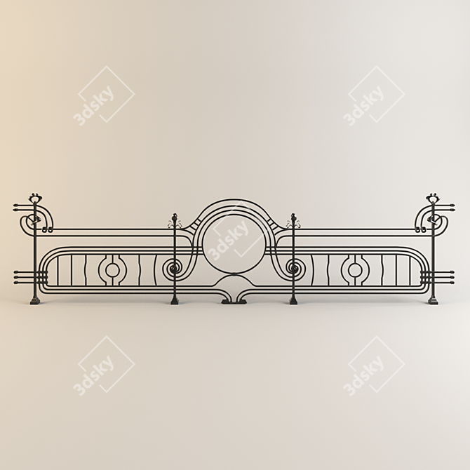 Modern Art Nouveau Wrought Iron Fence 3D model image 1