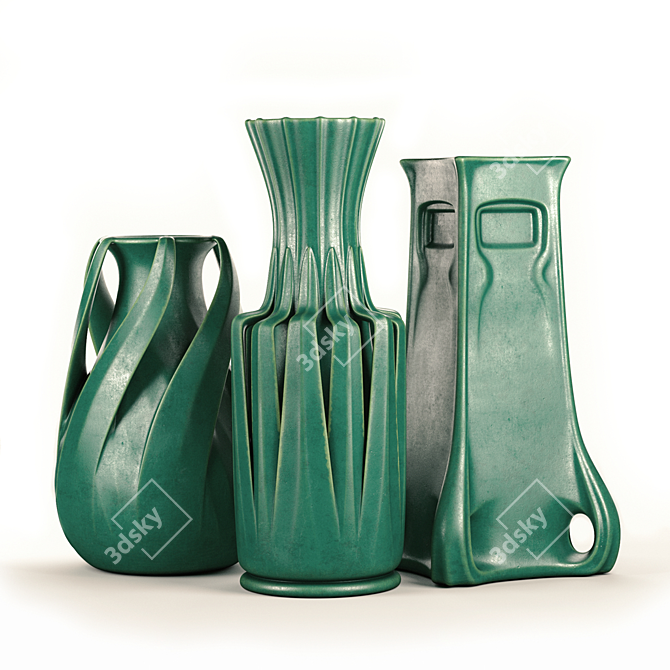 Teco Pottery Vases: Timeless American Elegance 3D model image 1