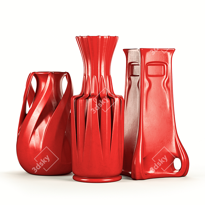 Teco Pottery Vases: Timeless American Elegance 3D model image 2