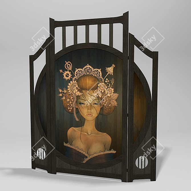 Audrey Kawasaki Painted Wooden Screen 3D model image 1