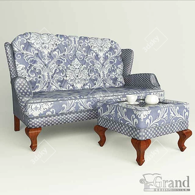 Italiano Grand Sofa and Coffee Table 3D model image 1