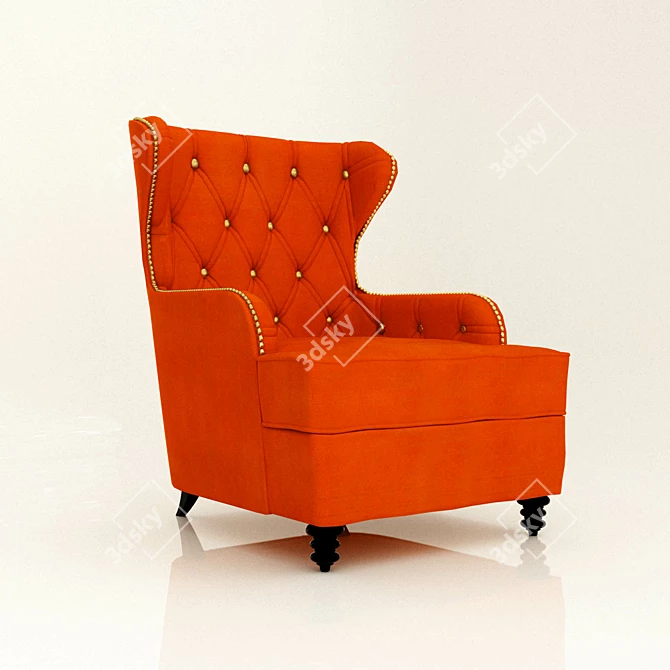 Elegant Rory Wingback Chair 3D model image 1