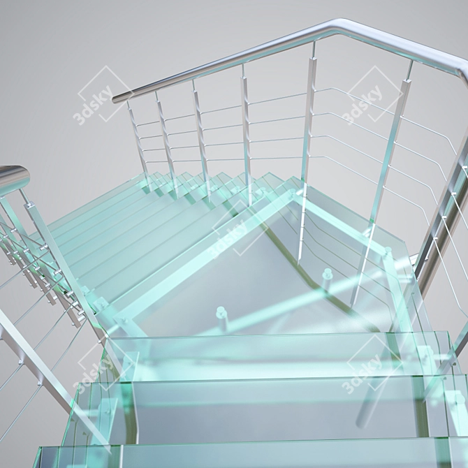 Sleek Glass Staircase 3D model image 2