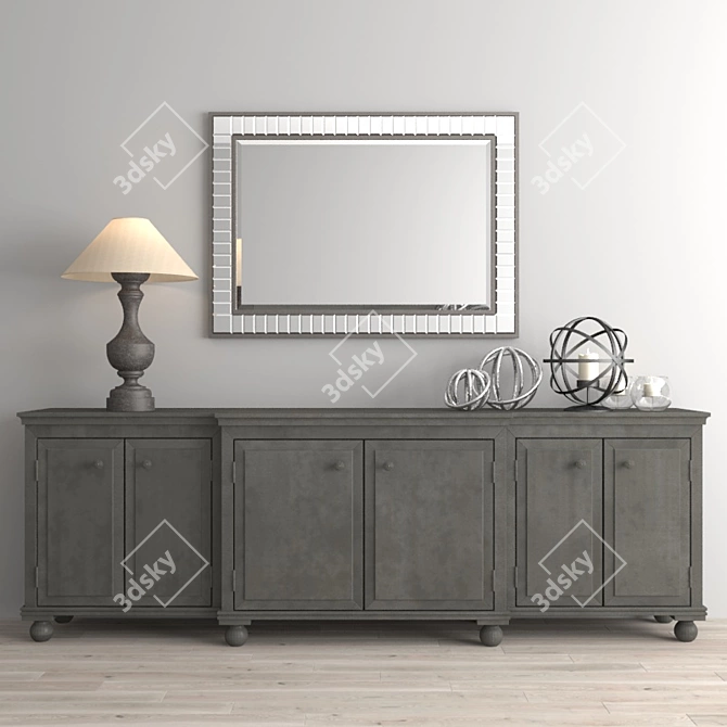 Zinc Media Console - Elegant Decor 3D model image 1