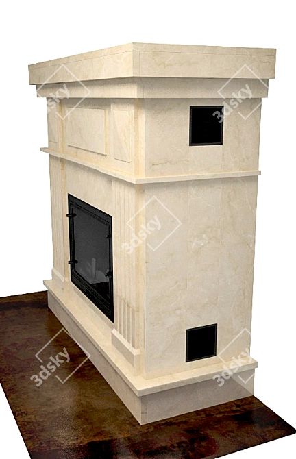 Elegant Marble Decorated Firebox 3D model image 2