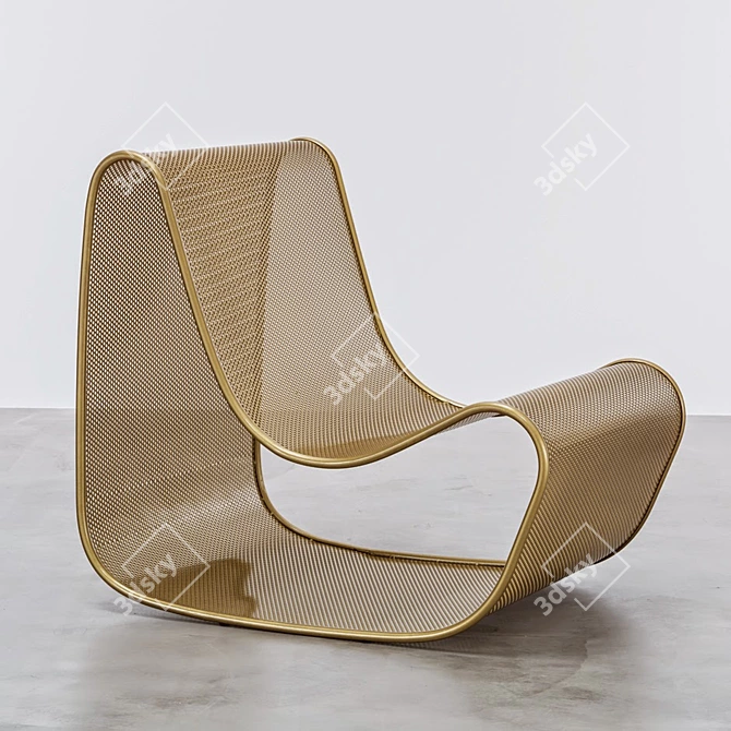 Golden Grid Armchair: A Luxurious Seating Solution 3D model image 1