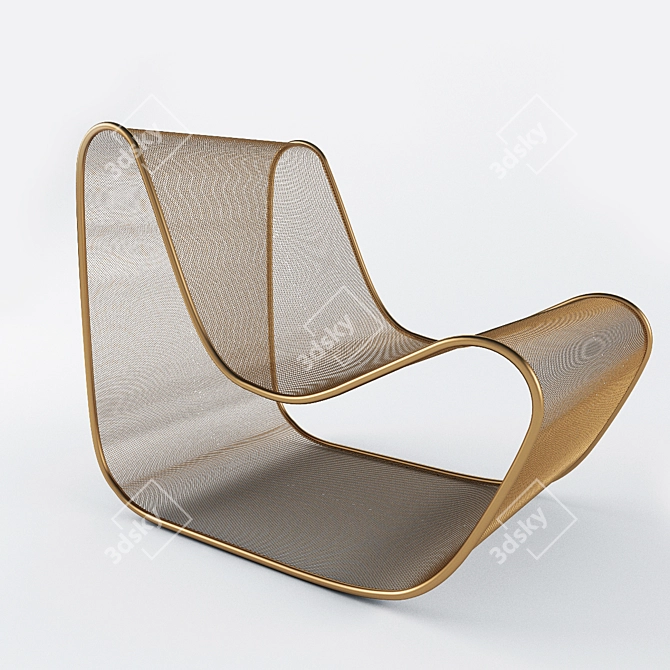 Golden Grid Armchair: A Luxurious Seating Solution 3D model image 3