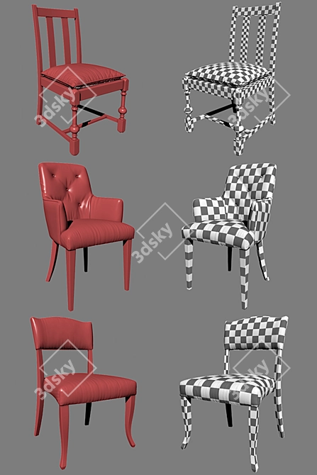 Elegant Dining Chair Set 3D model image 3