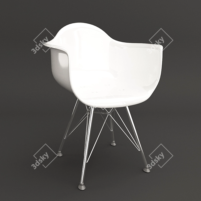 Plastic Designer Chair with Steel Legs 3D model image 1