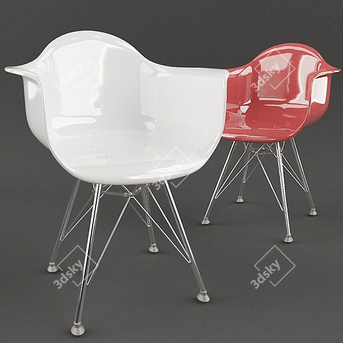 Plastic Designer Chair with Steel Legs 3D model image 2