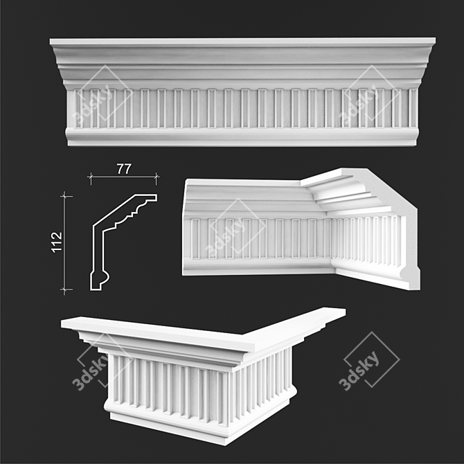 Elegant Ceiling Cornices 3D model image 1