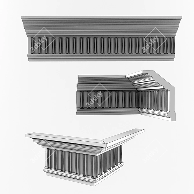 Elegant Ceiling Cornices 3D model image 2