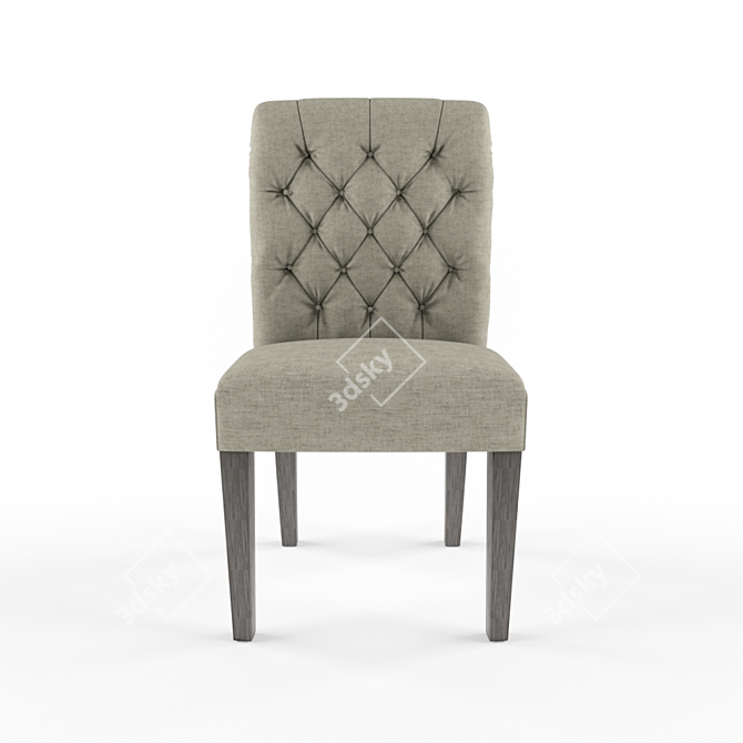 Elegant Tufted Linen Dining Chair 3D model image 1