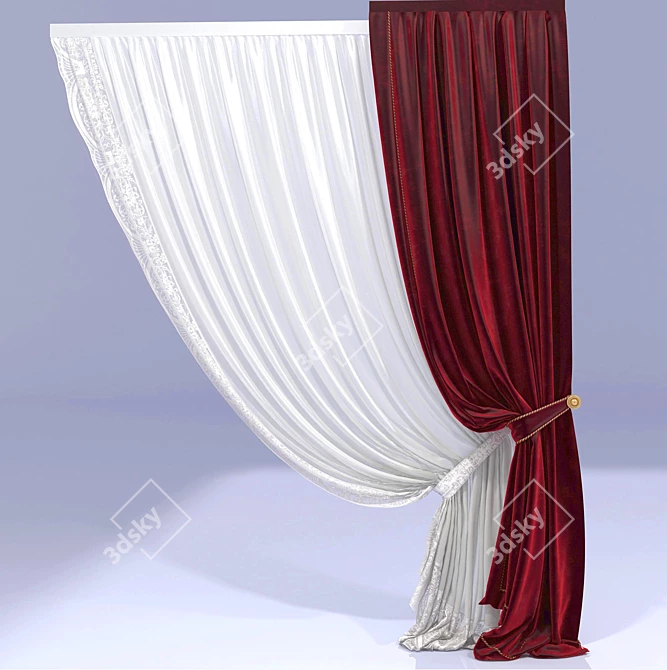 Elegant Classic Curtain 3D model image 1