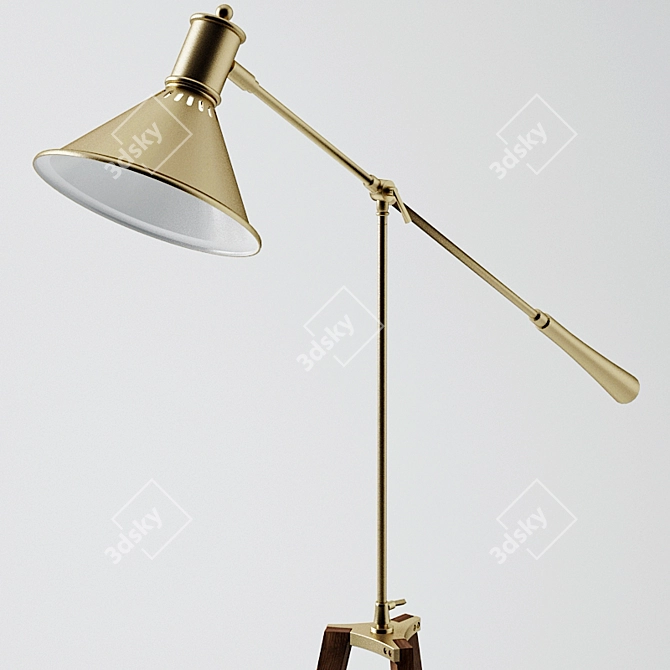 Gold Leaf Adjustable Floor Lamp 3D model image 2