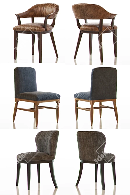 Elegant Dining Chair Set II 3D model image 2