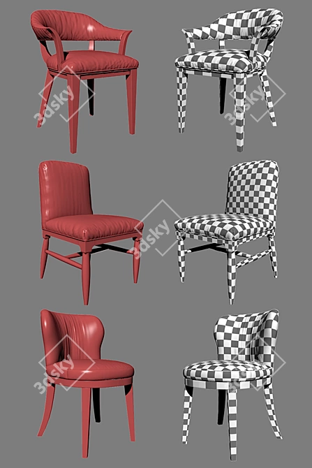 Elegant Dining Chair Set II 3D model image 3