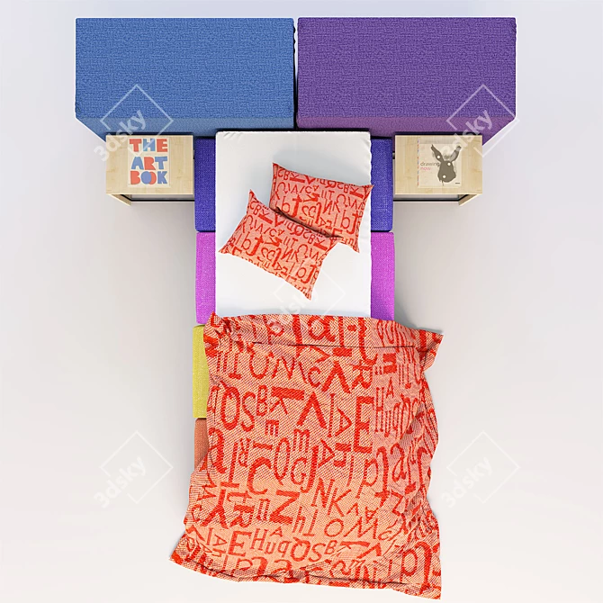Modular Puzzle Bed with Tables & Linens 3D model image 3
