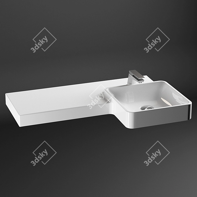Flow Sink Simas: Modern Square Wall-Mounted Basin 3D model image 1