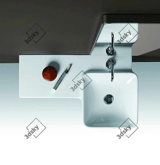 Flow Sink Simas: Modern Square Wall-Mounted Basin 3D model image 2