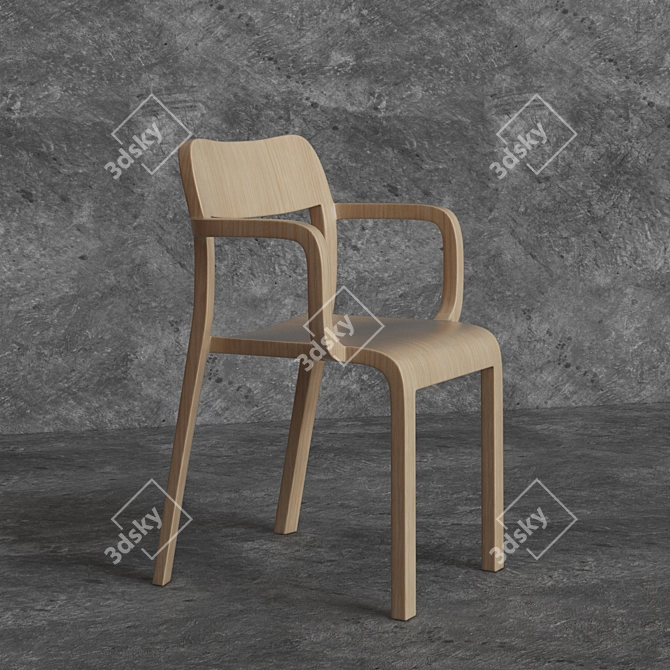 Modern Plank Blocco Chair 3D model image 1