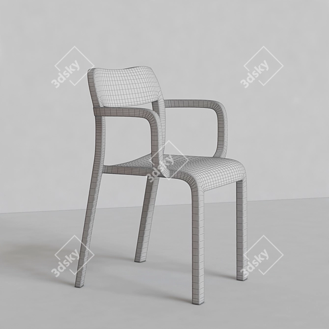 Modern Plank Blocco Chair 3D model image 2