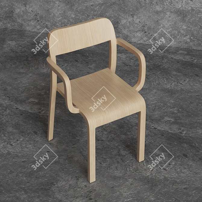 Modern Plank Blocco Chair 3D model image 3