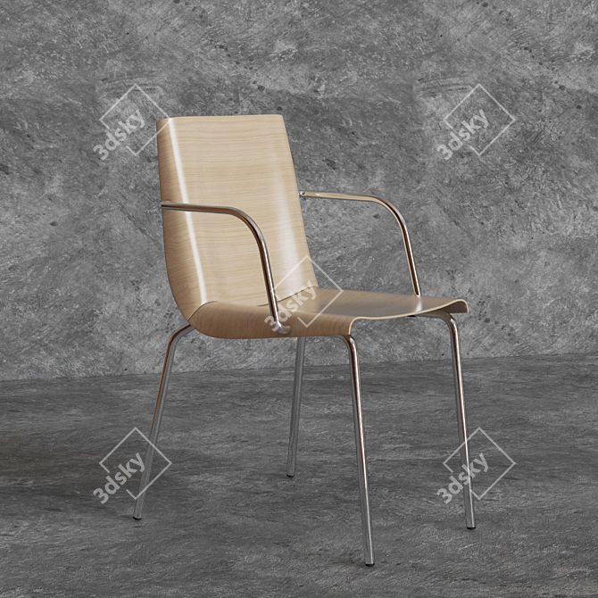 Elegance Oak Accent Chair 3D model image 1