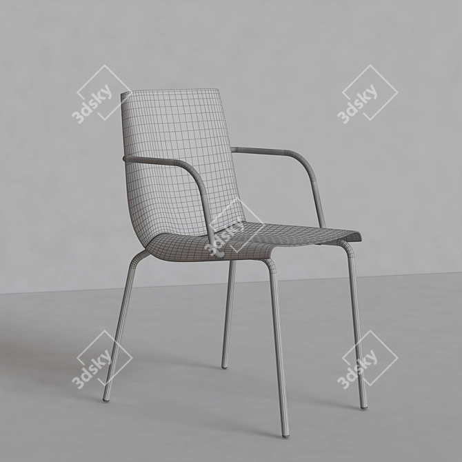 Elegance Oak Accent Chair 3D model image 3