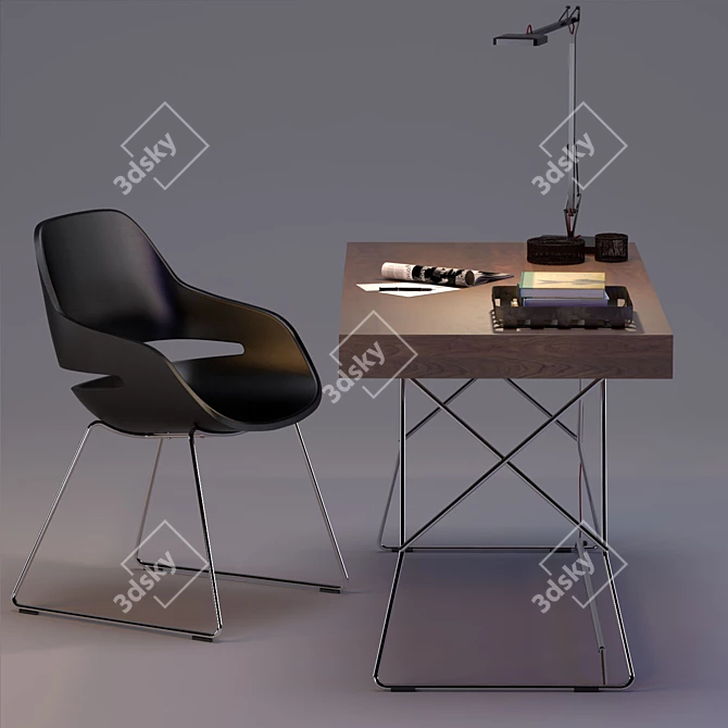 Modern Workstation Set: Maestrale Desk & Eva Chair 3D model image 3