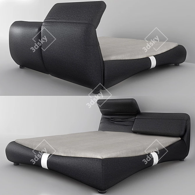 Adjustable Headrest Bed 3D model image 1