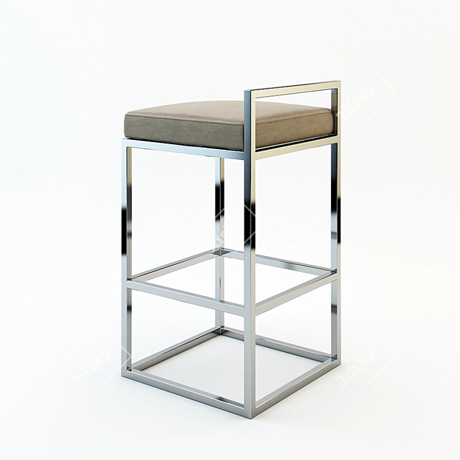 Modern Steel Bar Stool 3D model image 2