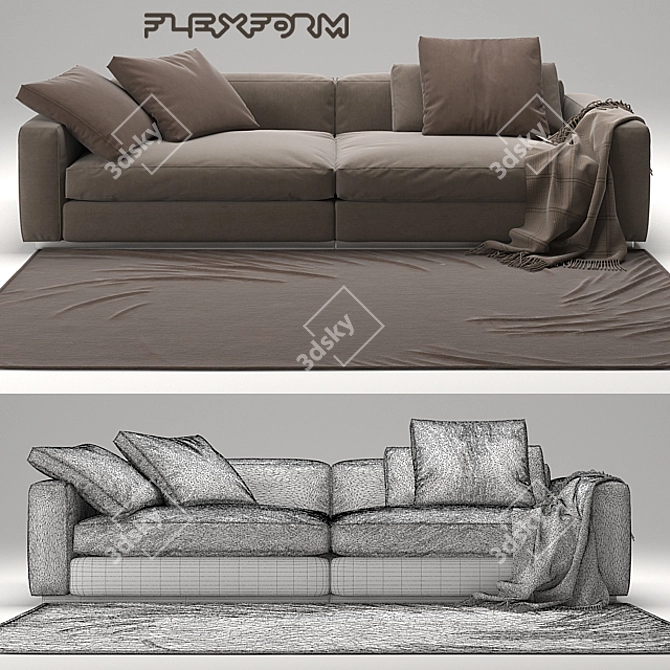 Elegant Flexform Sofa: Beauty in Simplicity 3D model image 2