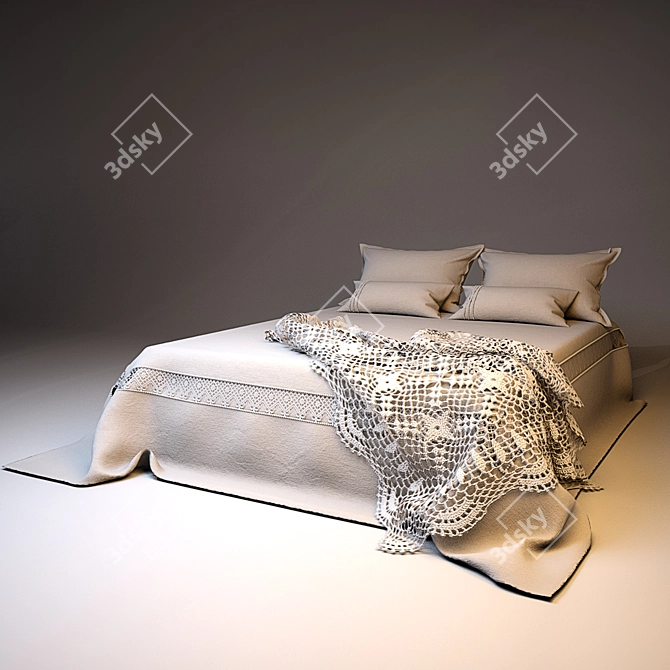 Rustic Elegance Linen Bedding Set 3D model image 1