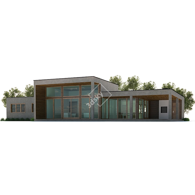 Sleek Modern Architecture - 3D Building Design 3D model image 1