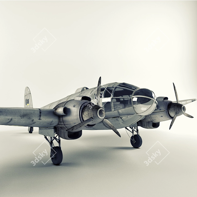 Historic Heinkel He 111 Warplane 3D model image 2