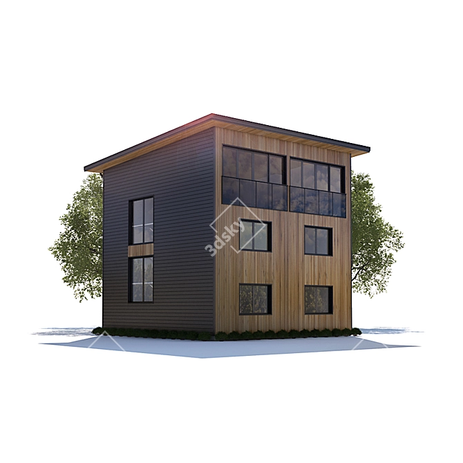 Sleek 3D Modern Building 3D model image 1