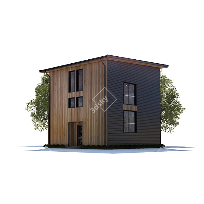 Sleek 3D Modern Building 3D model image 2