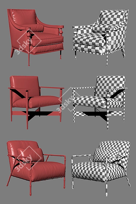 Modern Chair Set III: 3dsmax Scene & OBJ Format 3D model image 3