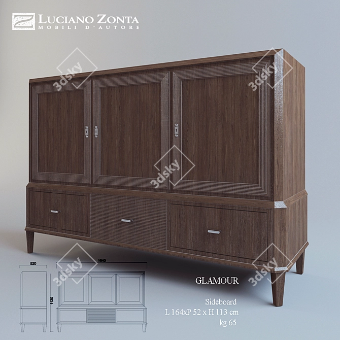 Luxury Luciano ZONTA Glamour Dresser 3D model image 1