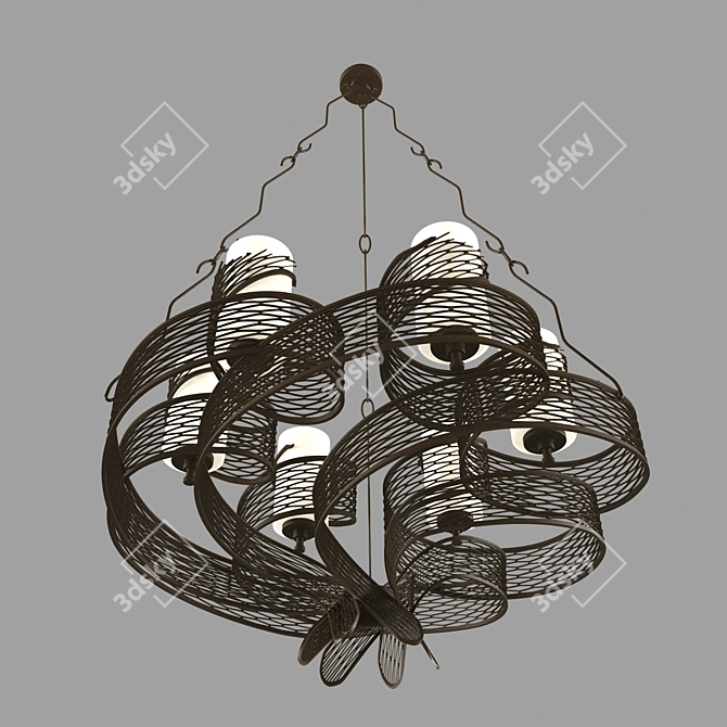 Flow Steel 6-Light Chandelier 3D model image 1